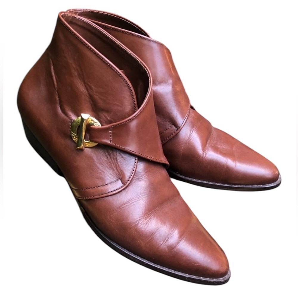 VINTAGE ETIENNE AIGNER BROWN MONK STRAP ANKLE BOOTS SZ 7.5